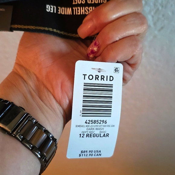 💙 Torrid Bombshell Wide-Leg High-Rise Jean – Dark Wash | 12R | NWT - Picture 4 of 10